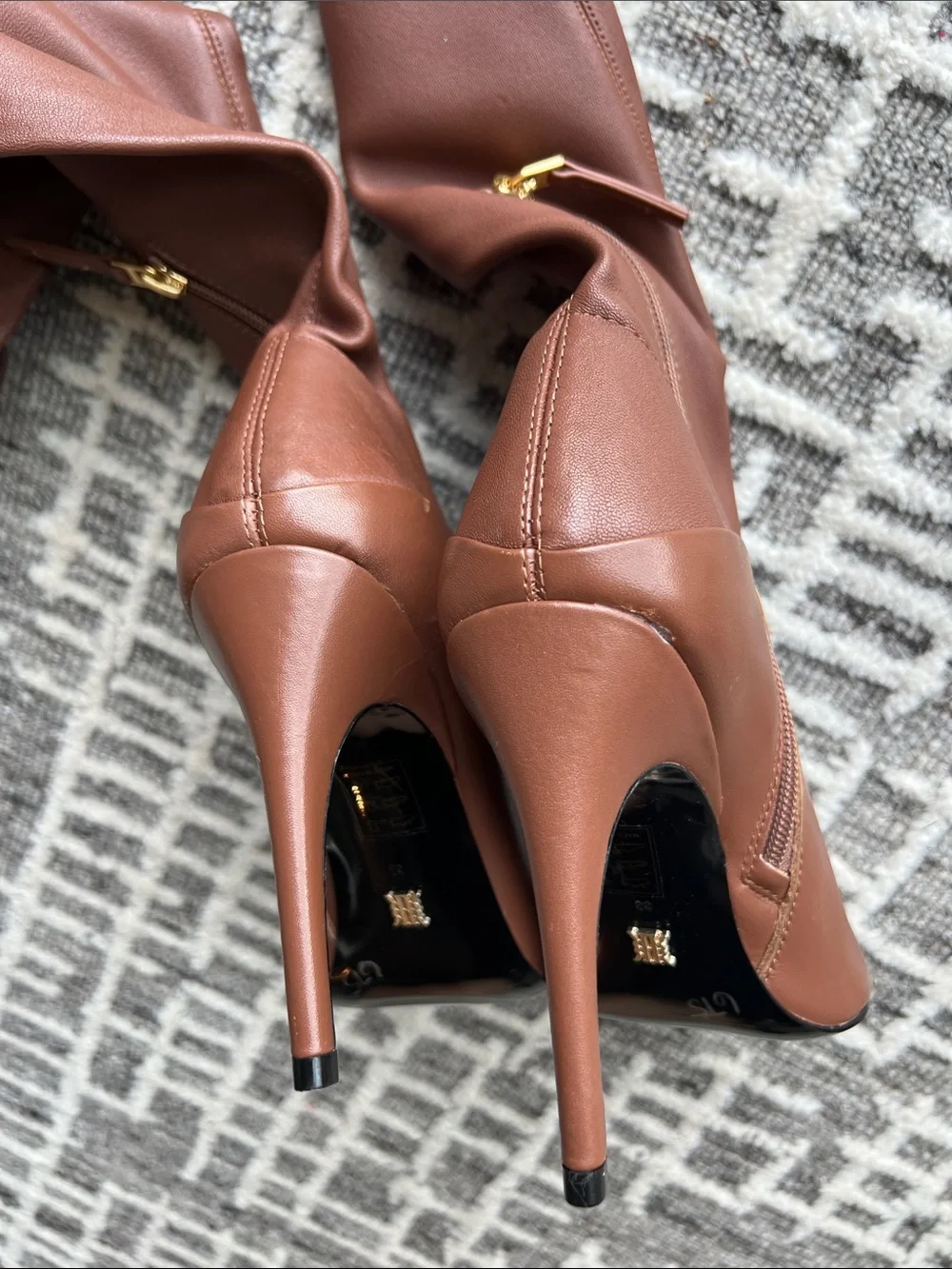 New (NWOB) Reiss Caia Over The Knee Leather Boots in Tan Size 38